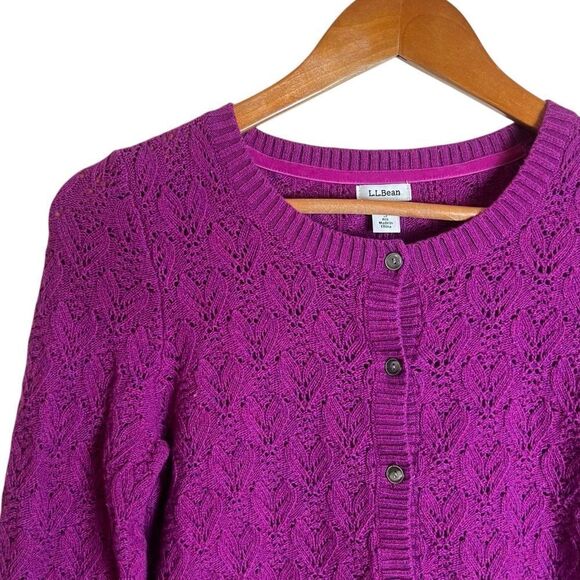 L.L. Bean pink merino wool & cashmere blend cardigan - Picture 2 of 8